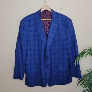 Executive Collection by Tom James | Blue Plaid Two Button Blazer
